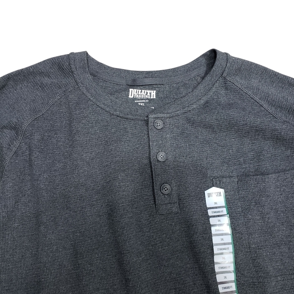 Duluth Trading Co Burly Thermal Standard Fit Henley Gray Size 3XL NWT
